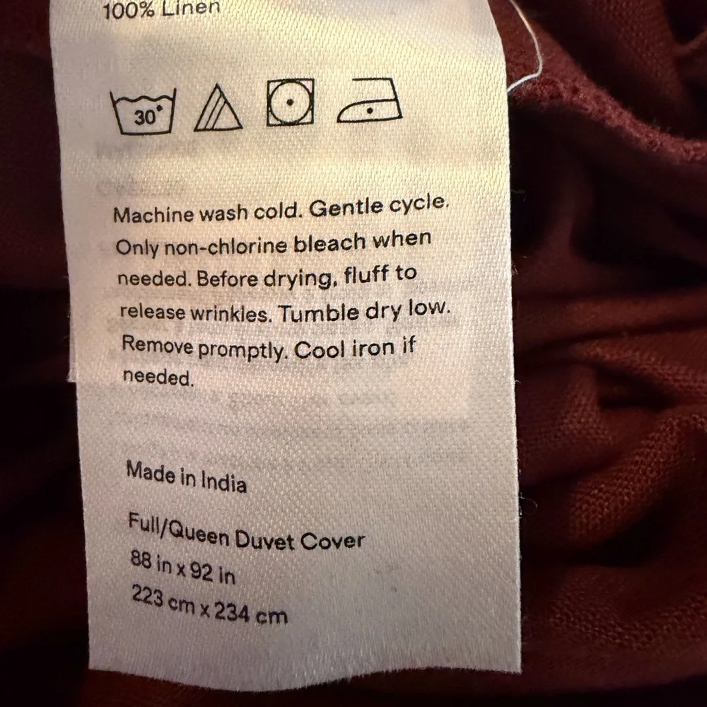 Quince European 100% Linen Duvet Cover only, Full/Queen NEW - Picture 6 of 10